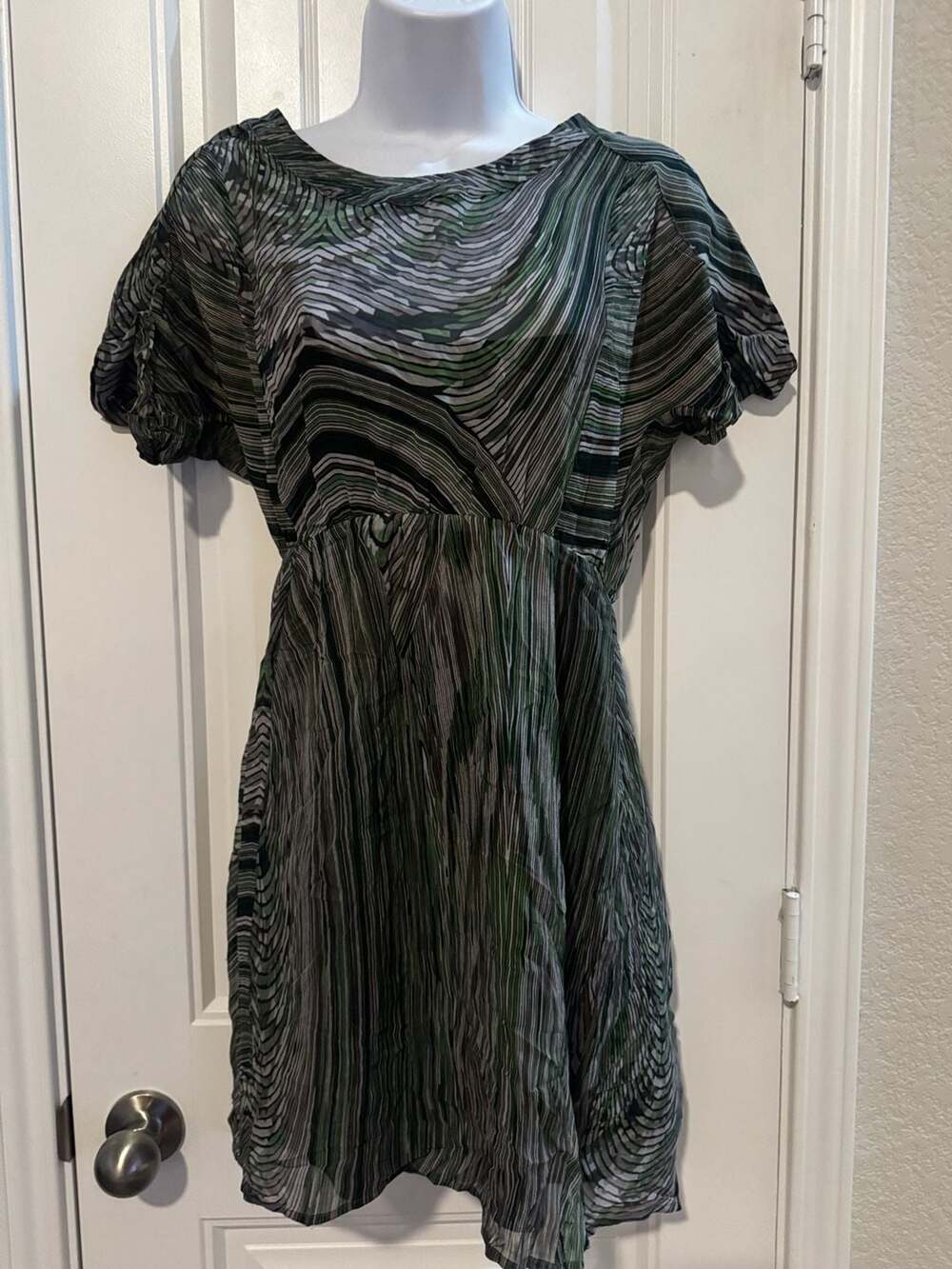 Broadway & Broome Anthropologie 100% Silk Abstract Stripe Mini Dress - Picture 1 of 11